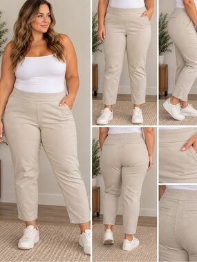 Croft & Barrow The Favorites Stretch Pants Beige 20W Plus Size